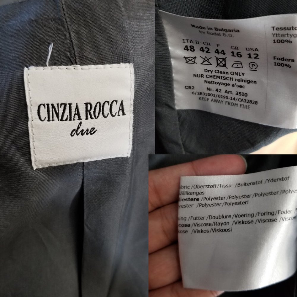 Cinzia Rocca Metallic Gray Button Front Coat - Picture 7 of 7